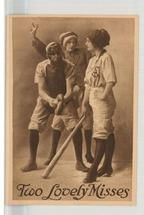 Two Lovely Misses - Baseball, Perkins Collection 1850 to 1900 Advertising Cards